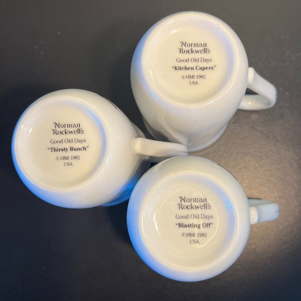 Set of 3 Vintage NORMAN ROCKWELL "Good Old Days" Collection Mugs ~ Cups - Picture 10 of 11
